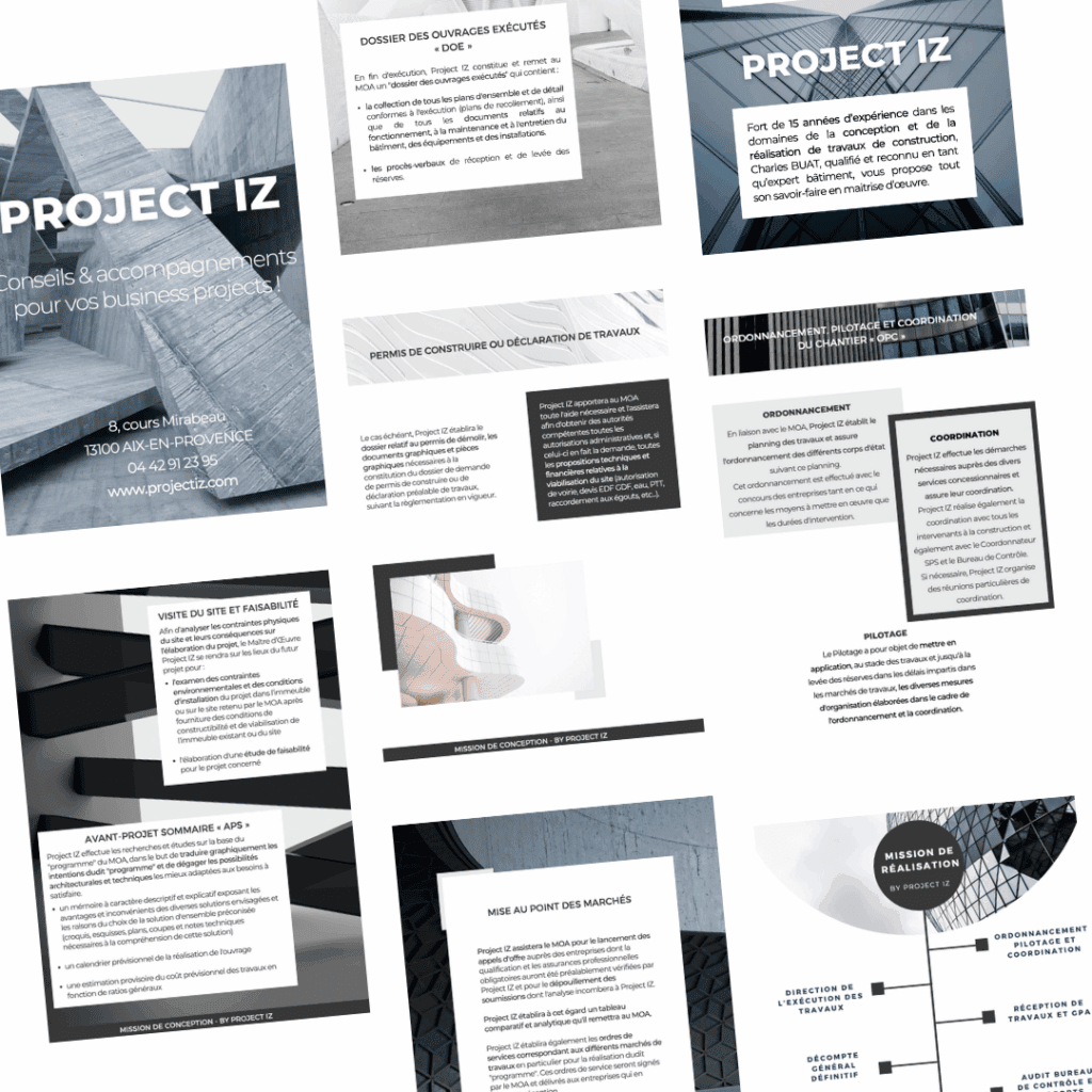 Le catalogue des prestations de Project IZ réalisé par Lisa Savariello Rédaction